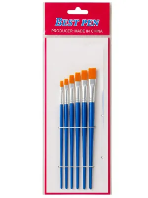 Set de 6 pinceles importados al mayoreo para surtido de papelerías.
