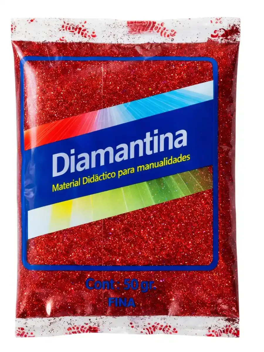 Bolsa de 50 gr de diamantina fina Saira color rojo metálico.