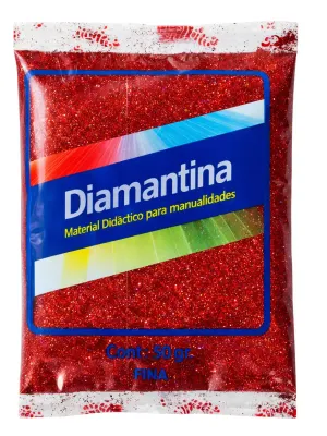 Diamantina Fina Saira Rojo – Bolsa con 50 gr Bolsa de 50 gr de diamantina fina Saira color rojo metálico.