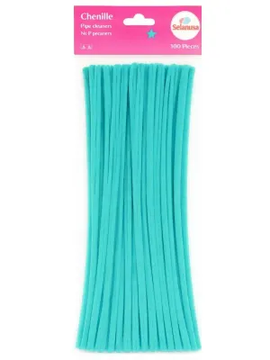Paquete 100 limpiapipas chenille color azul celeste