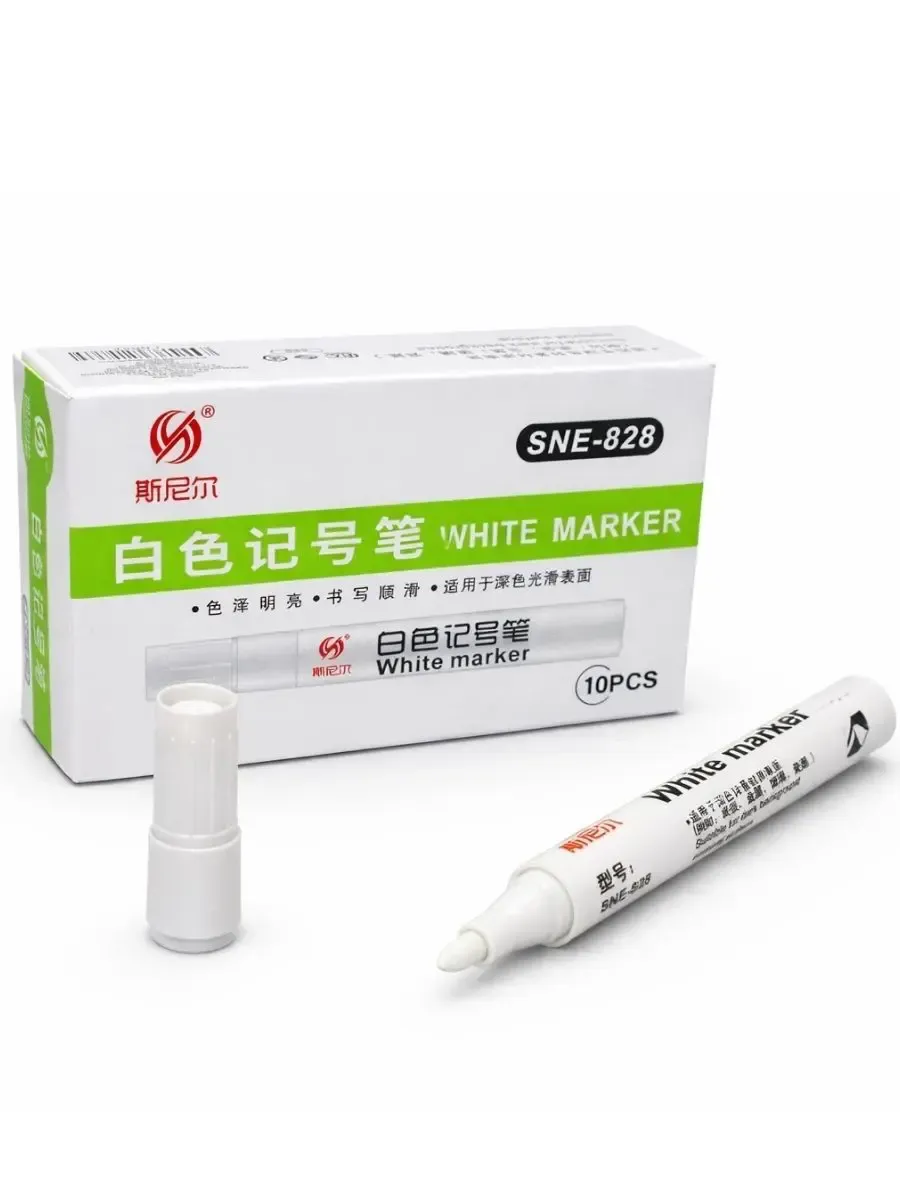 Marcador Tinta Blanca Base Agua (Paq 10 pzs) - Mayoreo Paquete de 10 marcadores blancos base agua de alta cobertura al mayoreo.