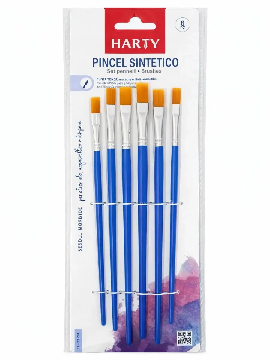 Set de Pinceles Sintéticos Planos Harty (6 pzs)