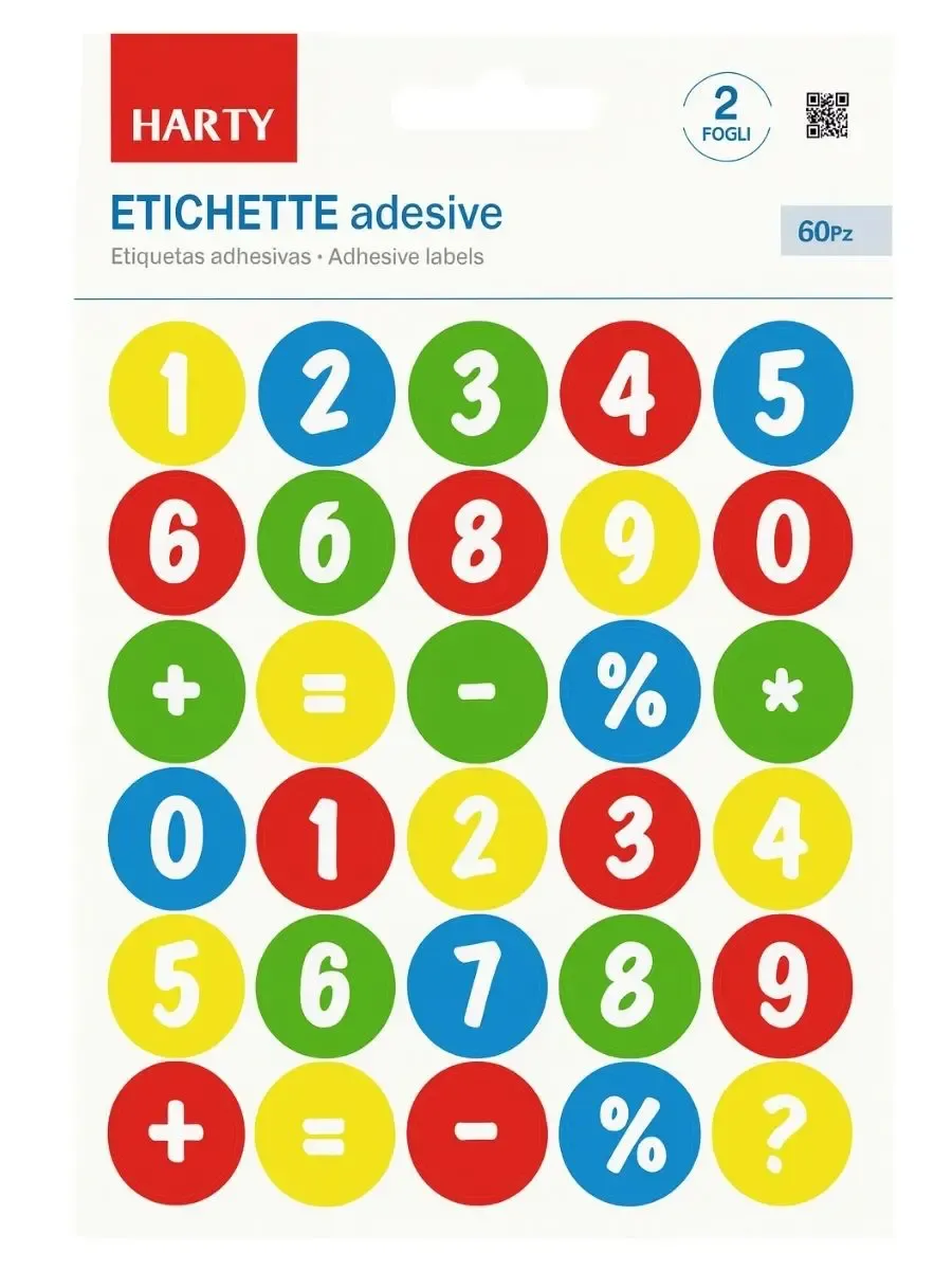 Paquete de 2 planillas de etiquetas de números Harty