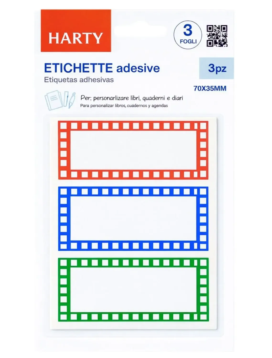 Etiqueta Adhesiva 70x35 cm (Paq. c/5 hojas) Paquete de 5 planillas de stickers decorativos.