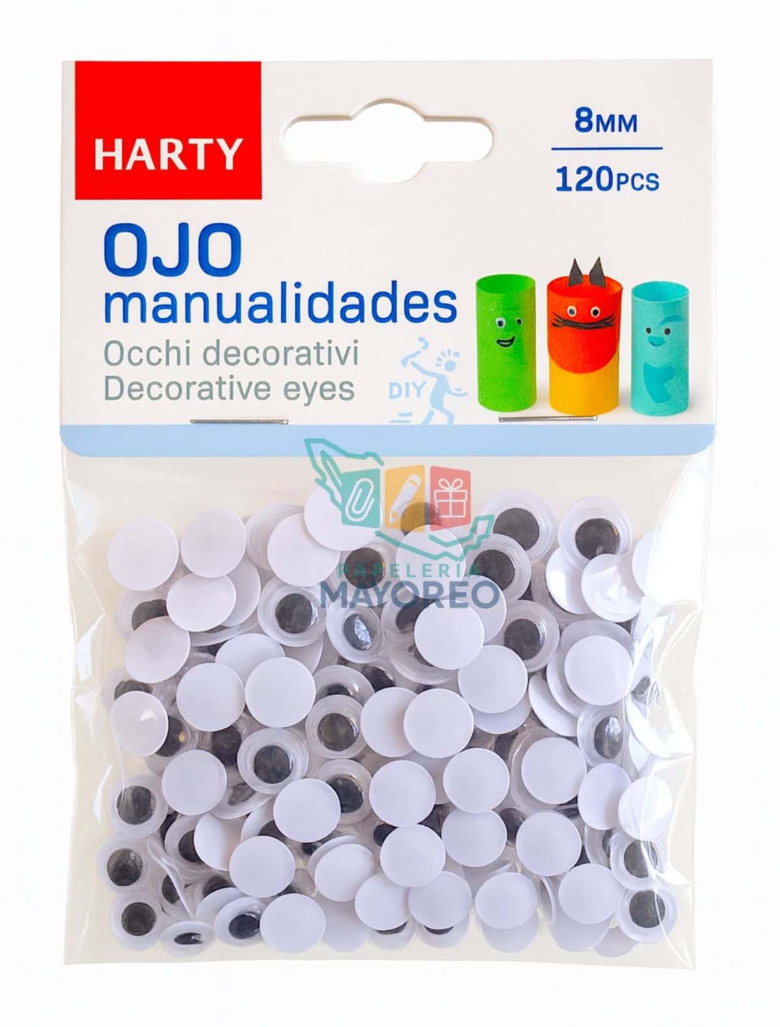Ojos movibles redondos #8 mm paq 120 pzas – Mayoreo