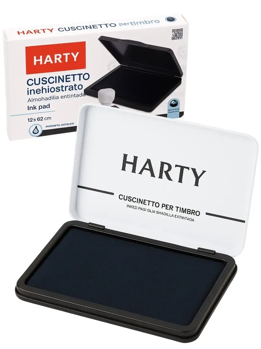 Cojín con tinta Negro Metálico (12x8.2cm) Mayoreo México Almohadilla para sellos marca Harty original con tinta de alta calidad y facturación