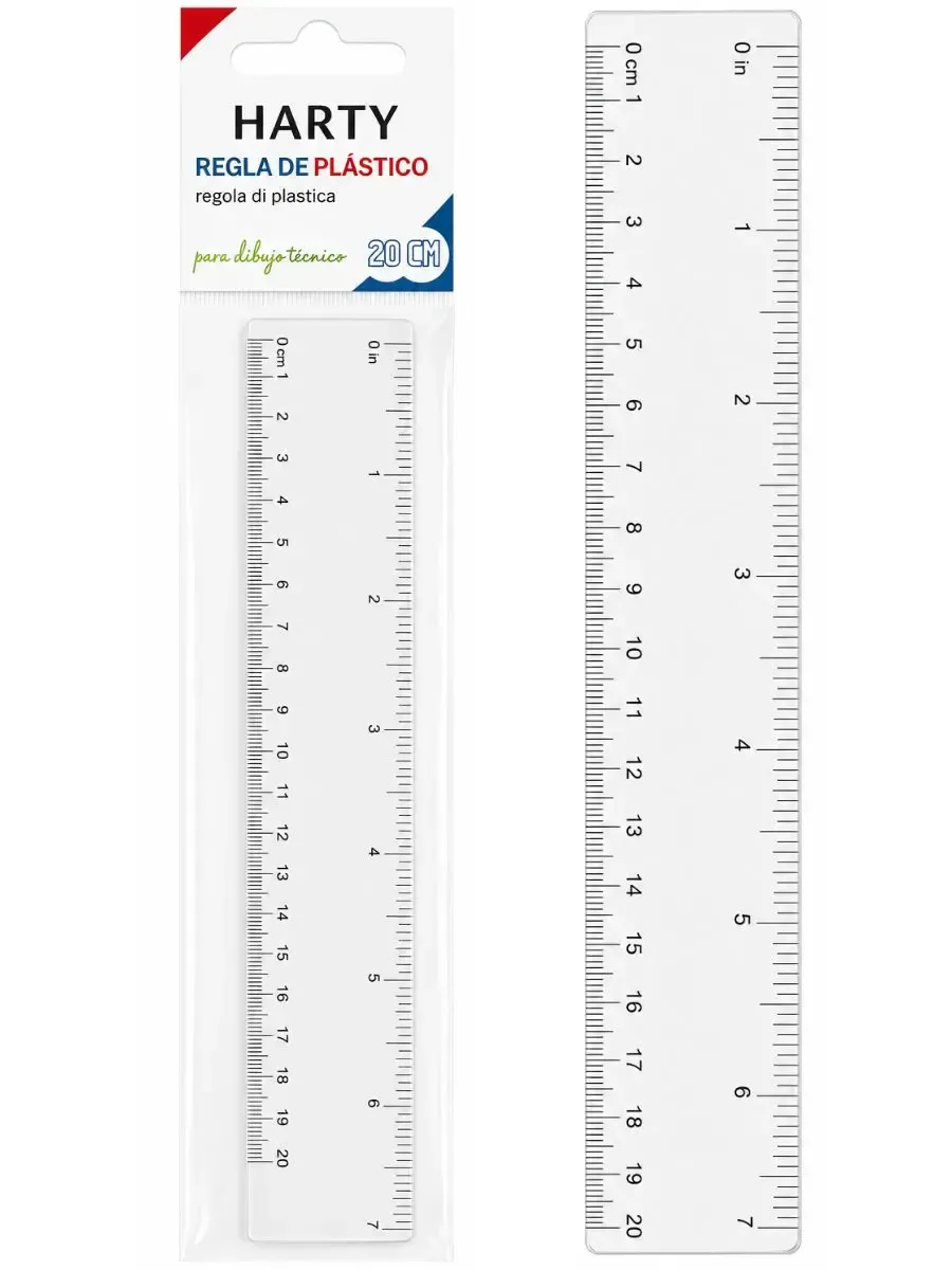 Regla Escolar 20 cm Harty (1 pza) – Mayoreo Regla escolar Harty de 20 cm pieza individual