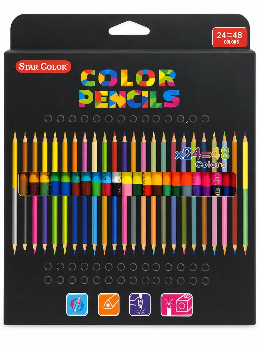 Lápices de Colores Bicolores – 24 piezas (48 colores)