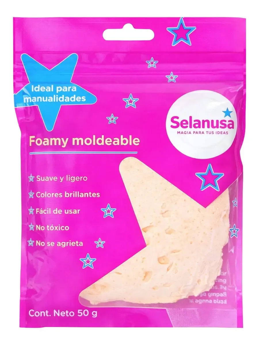 Foamy Moldeable Carne Selanusa (50 g) Paquete de foamy moldeable color carne Selanusa 50g.
