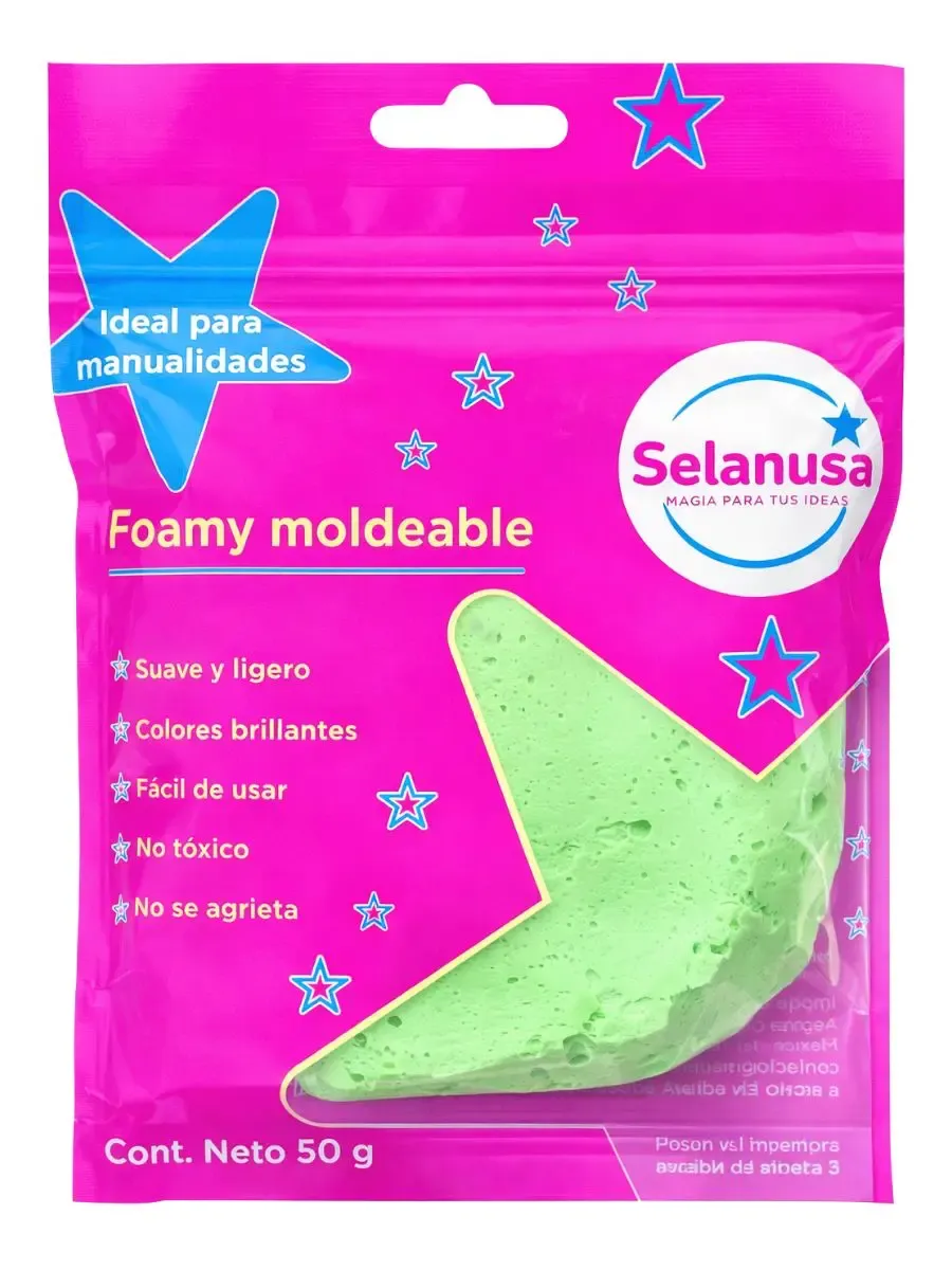 Foamy Moldeable Verde Pistache Selanusa (50 g) Paquete de foamy moldeable color verde pistache Selanusa 50g.
