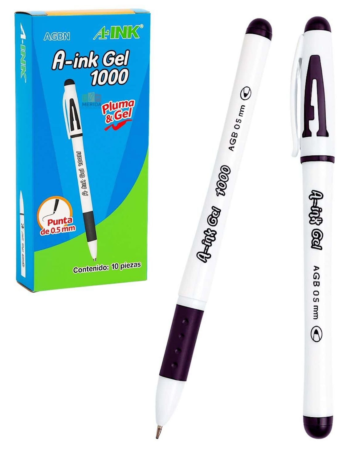 Pluma Gel A-INK 1000 Fina 0.5 mm Negra (Caja 12 pzas)