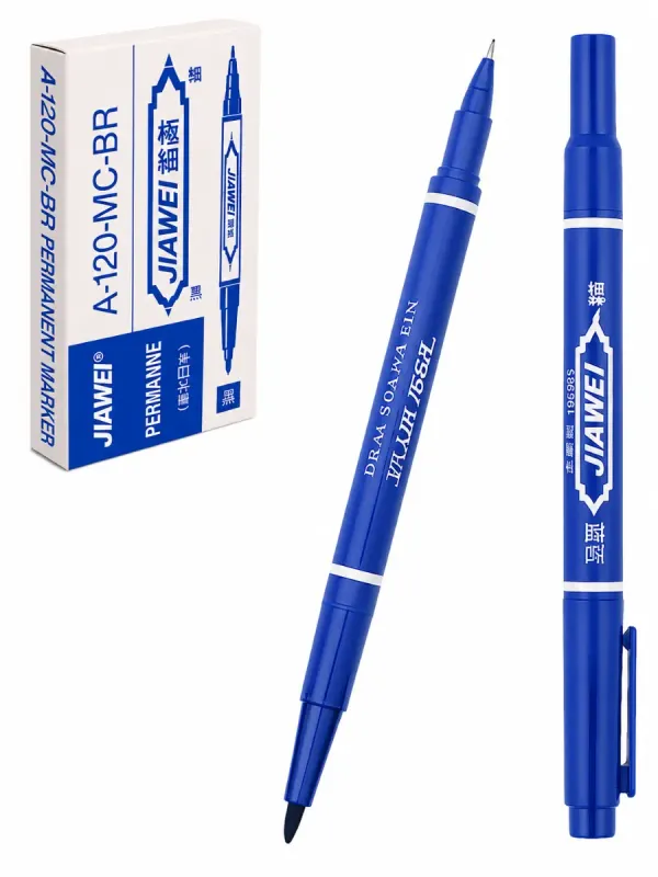 Marcador Permanente Azul Doble Punta Paq c/10 Paquete 10 marcadores permanentes azul doble punta