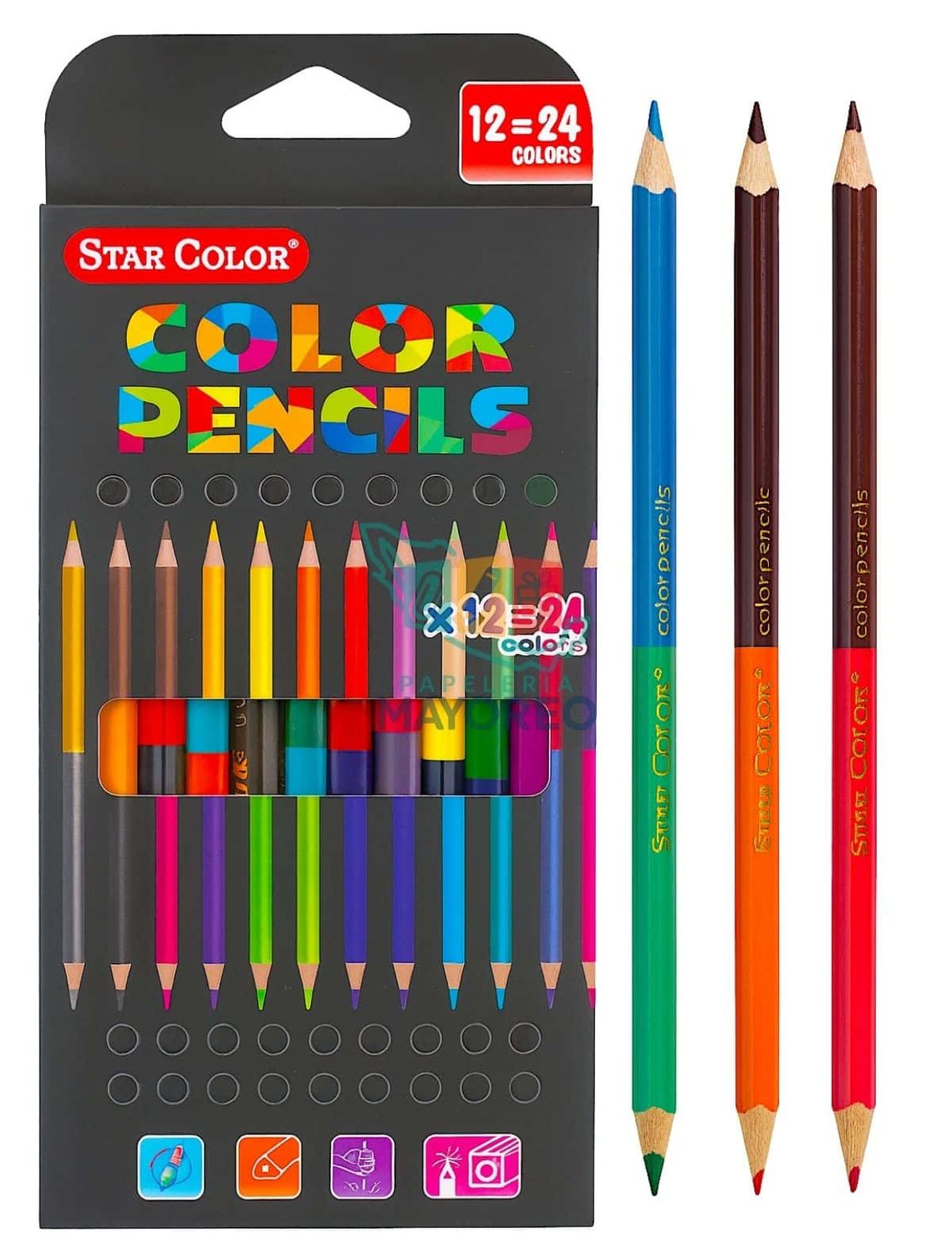 Lápices de Colores Bicolores Star Color – 12 Piezas lapices colores bicolores star color 12 piezas mayoreo