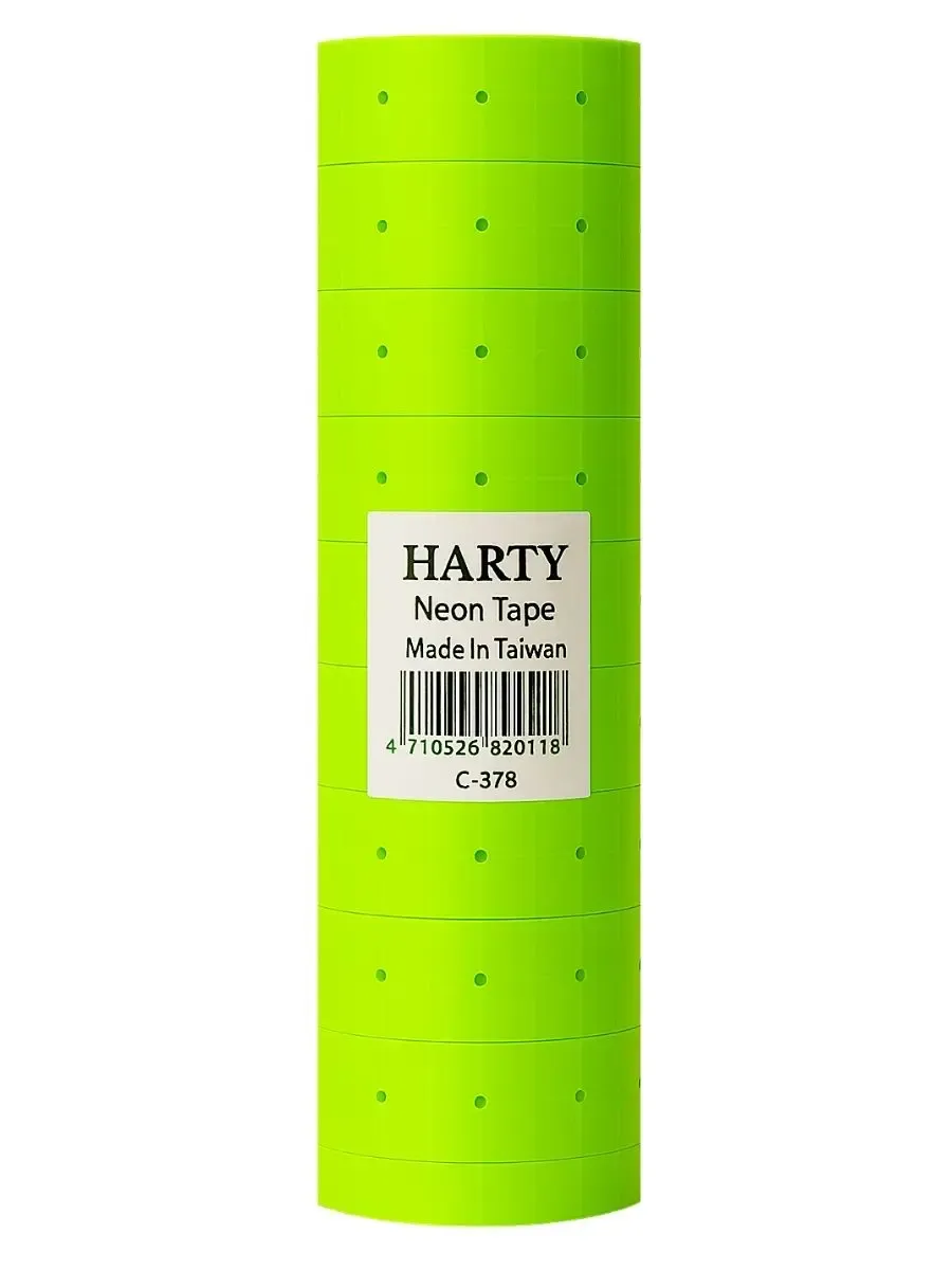 Paquete de 10 rollos de etiquetas verde neón Harty