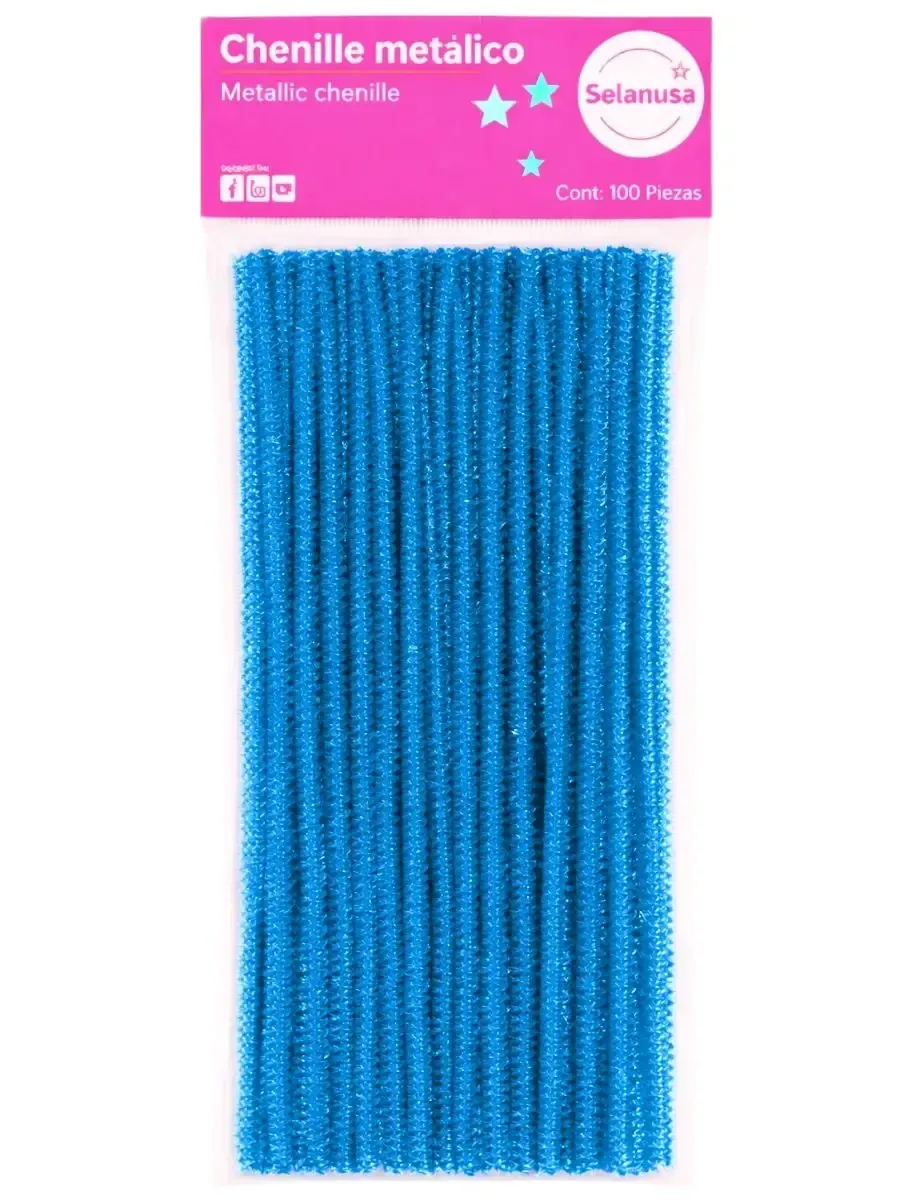 Limpiapipas / Chenille Turquesa Metálico (100 pzas) Paquete de 100 limpiapipas turquesa metálico marca Selanusa