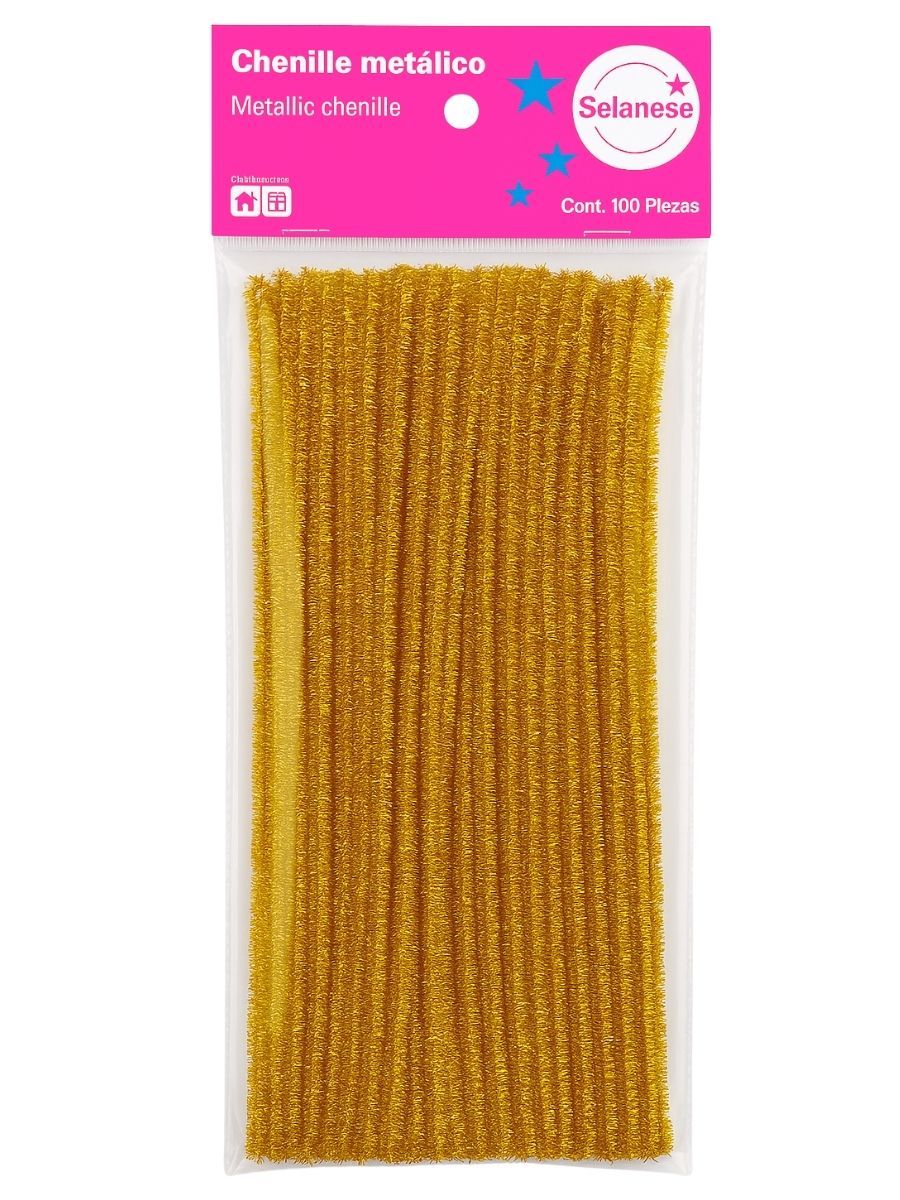 Limpiapipas / Chenille Amarillo Metálico (100 pzas) Limpiapipas / Chenille Amarillo Metálico (100 pzas)