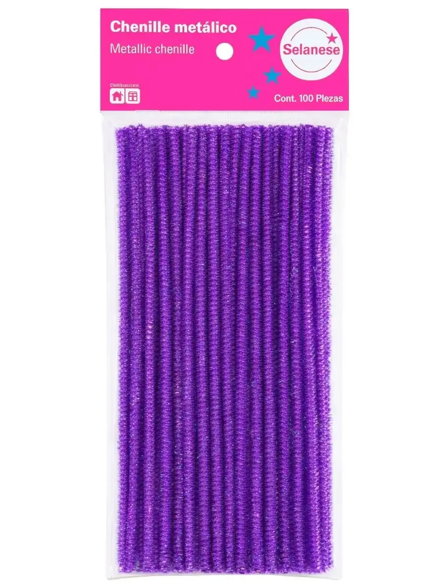 Paquete de 100 limpiapipas morado metálico marca Selanusa