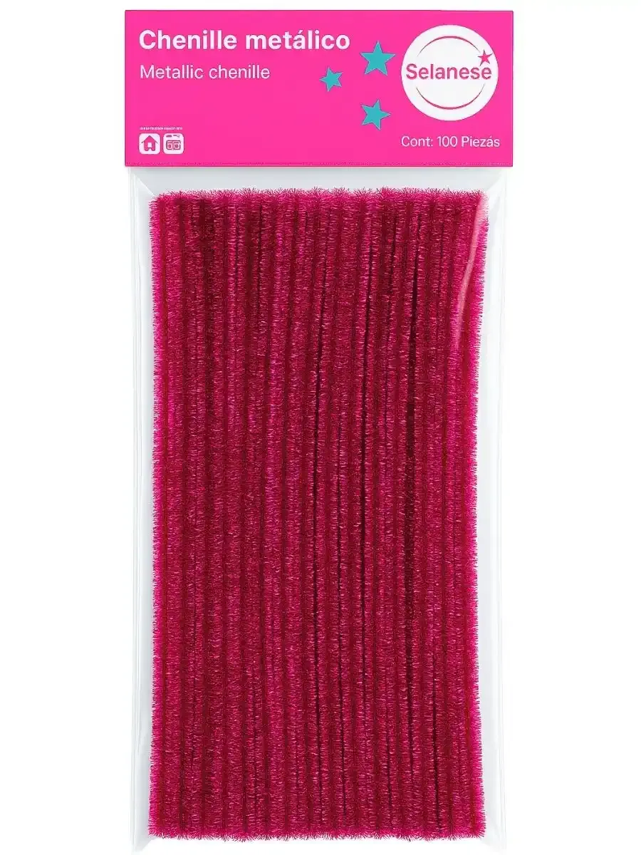 Limpiapipas / Chenille Fucsia Metálico (100 pzas)