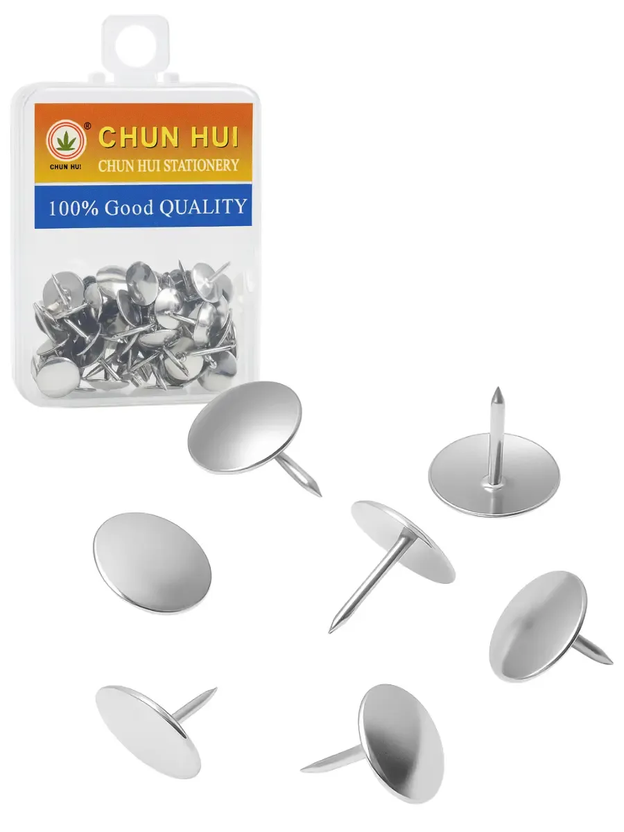 chinchetas plata cabeza corta 80 piezas mayoreo oficina