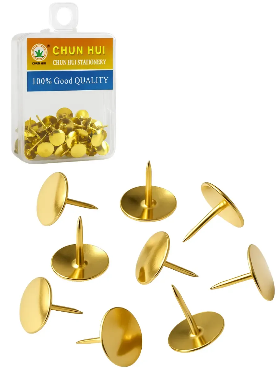 Chinchetas Oro Cabeza Corta c/80 pzas – Mayoreo chinchetas oro cabeza corta 80 piezas mayoreo oficina