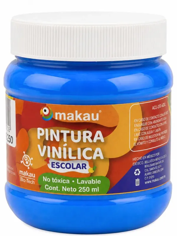 Pintura vinílica escolar azul eléctrico 250 ml