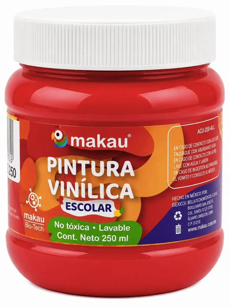 Pintura vinílica escolar rojo 250 ml