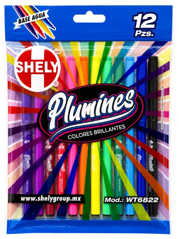  plumines shely 12 colores wt6822 mayoreo mexico paquete