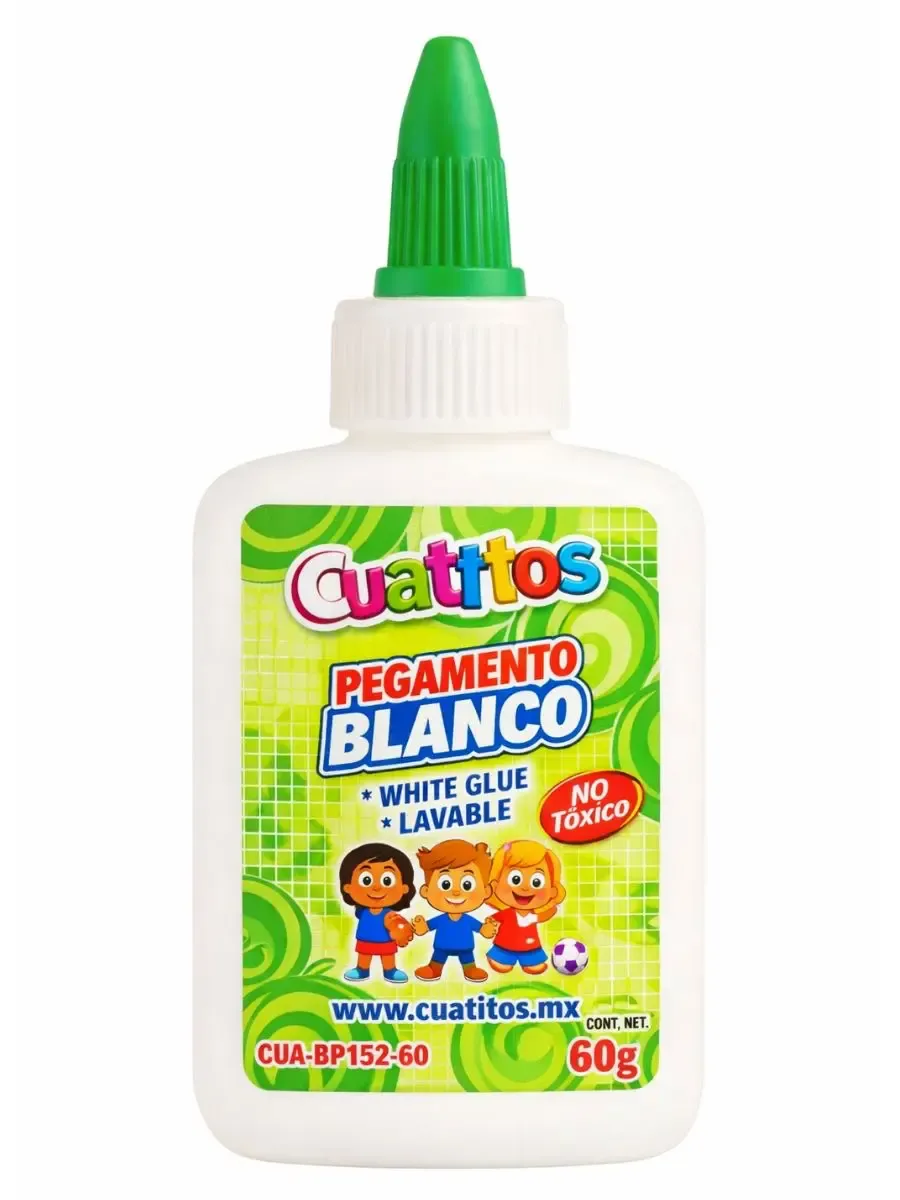 Paquete de 6 unidades de pegamento blanco 60ml Cuatitos y Shely.
