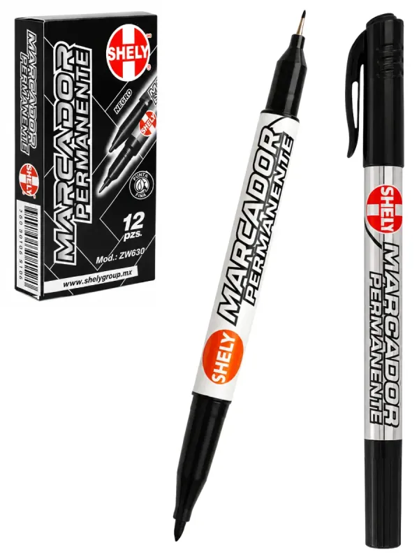Marcador Permanente SHELY ZW630 Negro 12 pzas
