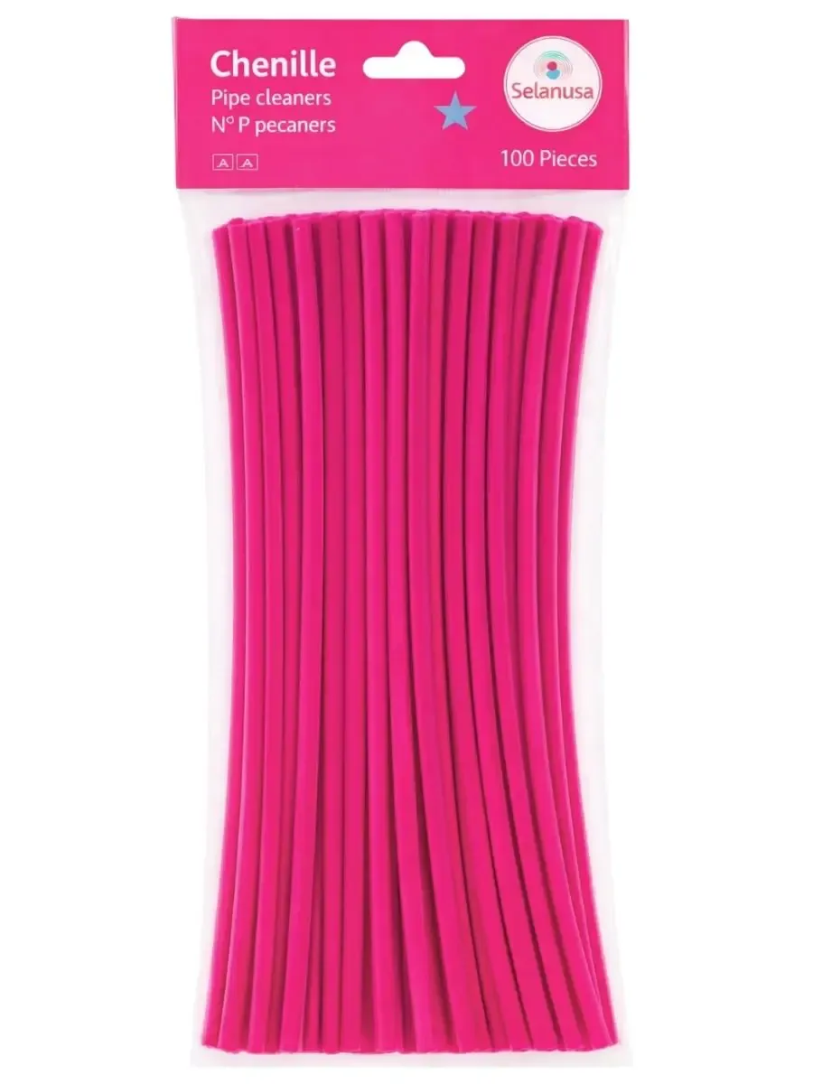 Paquete de 100 limpiapipas color bugambilia marca Selanusa.