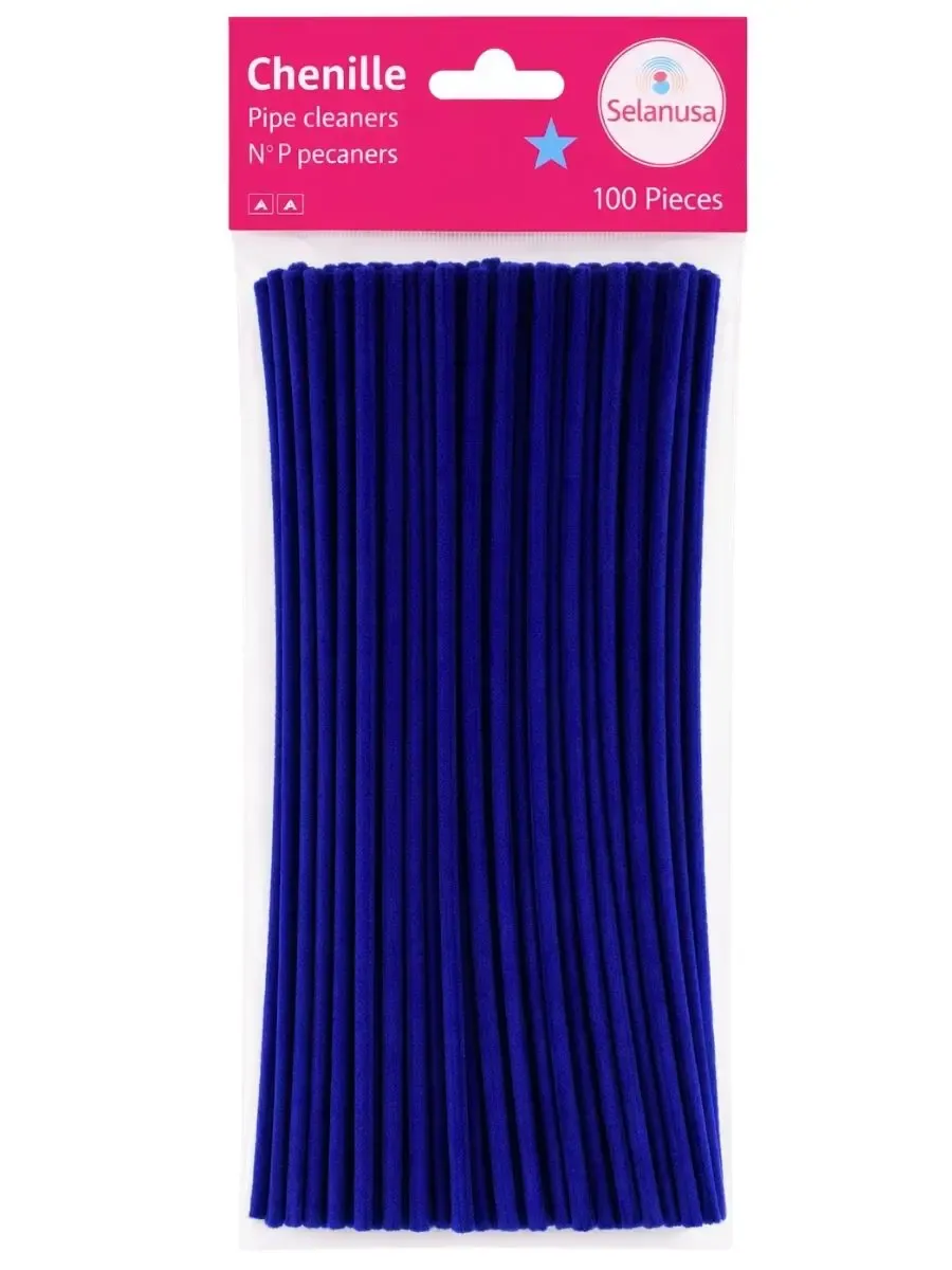 Paquete de 100 limpiapipas azul marino marca Selanusa.