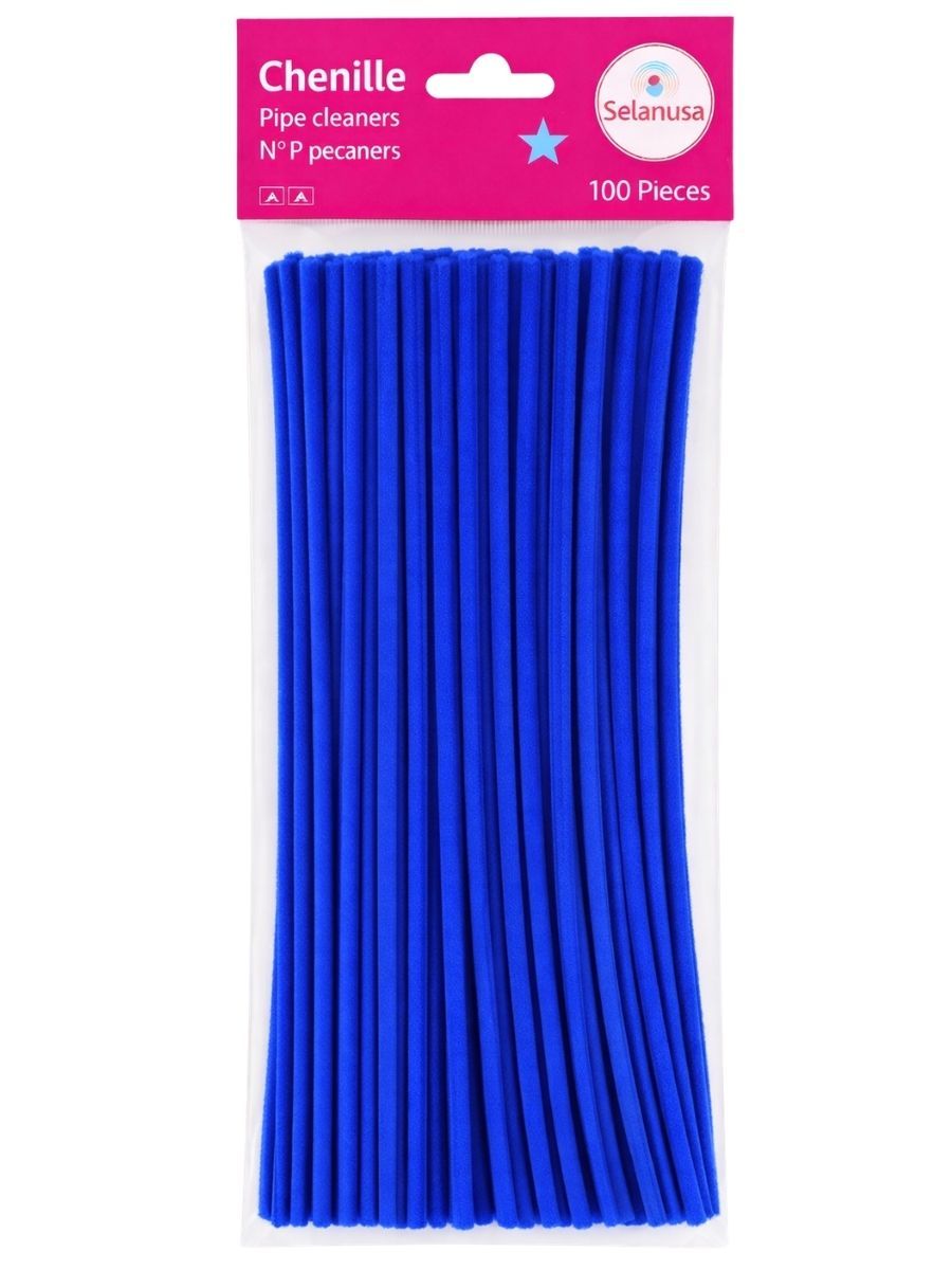 Paquete de 100 limpiapipas azul rey claro marca Selanusa.