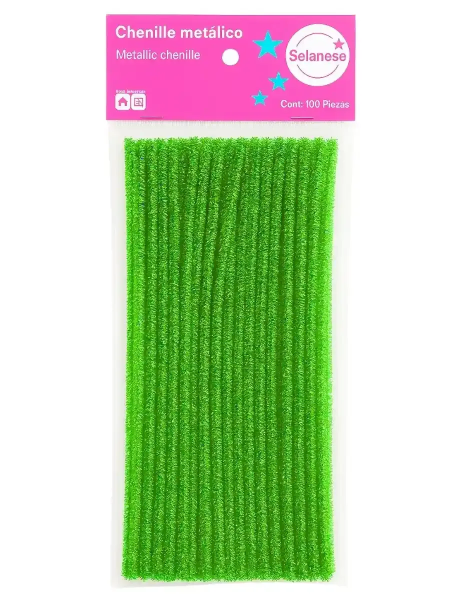 Paquete de 100 limpiapipas verde limón metálico Selanusa.