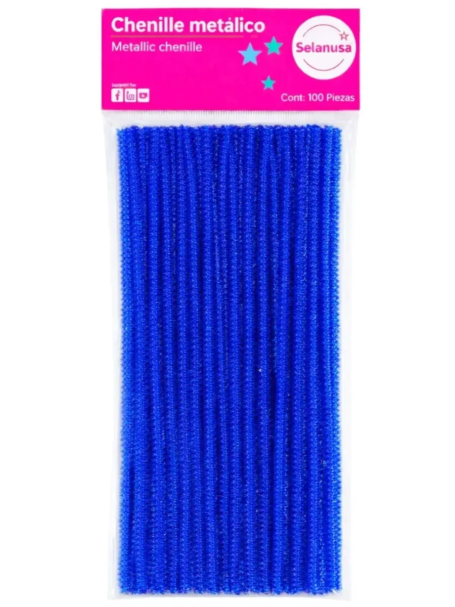 Limpiapipas / Chenille Azul Rey Metálico (100 pzas)
