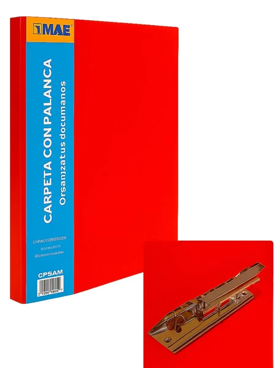 Carpeta de palanca MAE roja de plástico al mayoreo para oficinas.