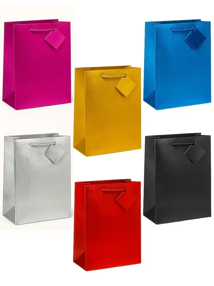 Bolsas Med c/9 Padcolor Metálica Paquete de 9 bolsas de regalo medianas Padcolor con acabado metálico.