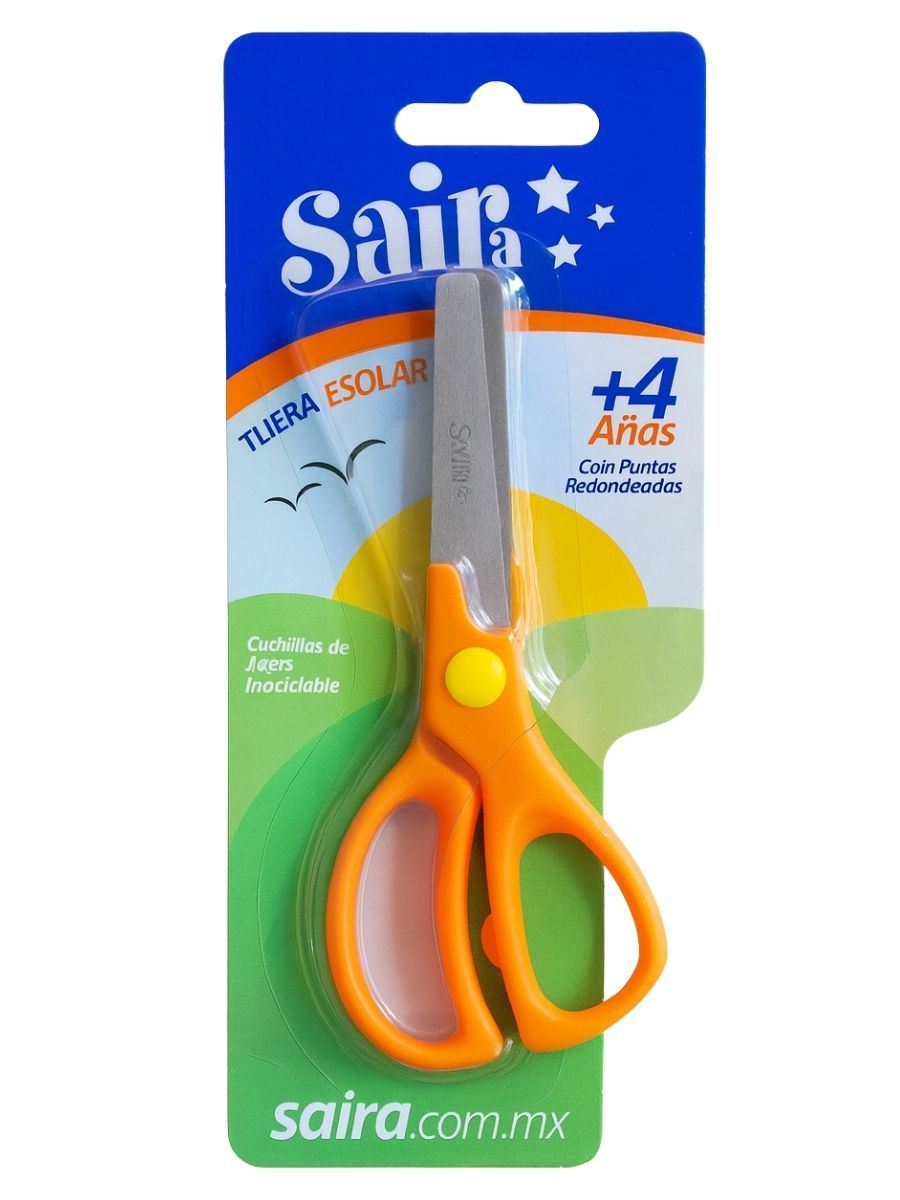 Tijera escolar Saira de 5 pulgadas con punta redondeada de seguridad.