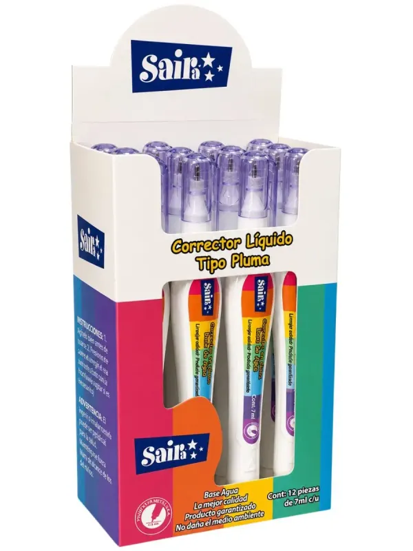 Corrector tipo pluma Saira de alta precisión y secado rápido.