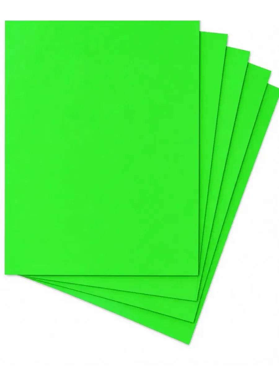 Paquete de 10 cartulinas fluorescentes color verde para mayoreo.