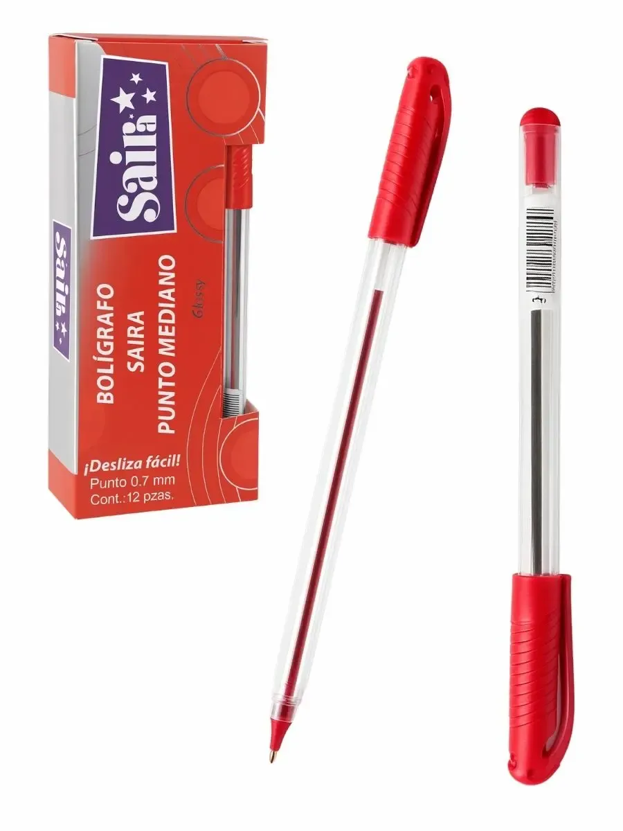 Bolígrafo Saira Punto Fino 0.7mm – Rojo – Caja con 12