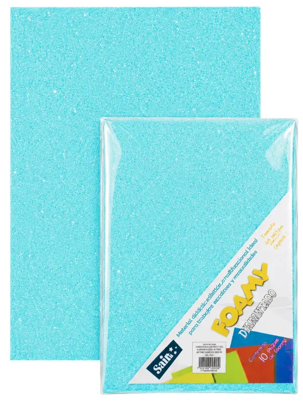 foamy azul pastel diamantado 43x56 mayoreo mexico paquete 5 pliegos