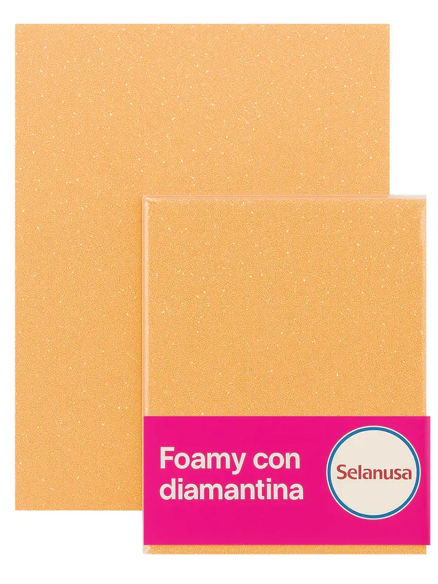 Foamy con Diamantina Melon 210 (43×56 cm) Paq c/5 foamy melon diamantado 43x56 mayoreo mexico paquete 5 pliegos