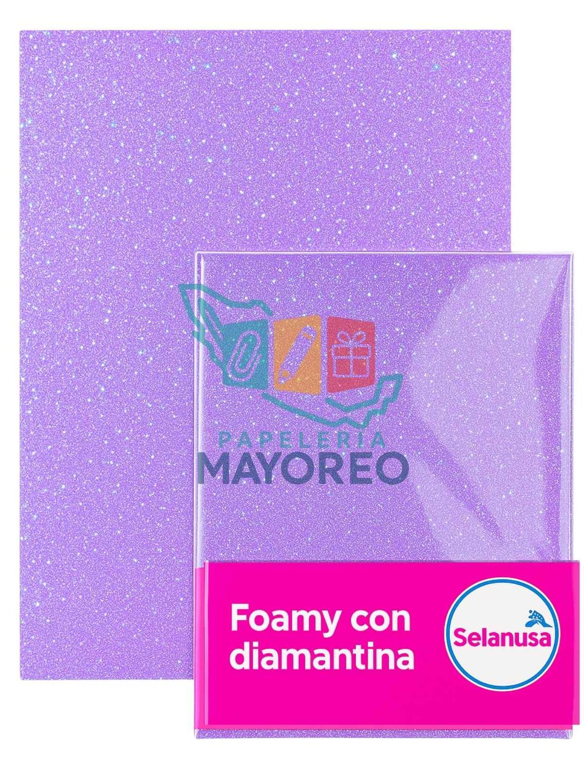 Foamy con Diamantina Lila 008 (43×56 cm) Paq c/5 Foamy con Diamantina Lila 008 (43×56 cm) Paq c/5