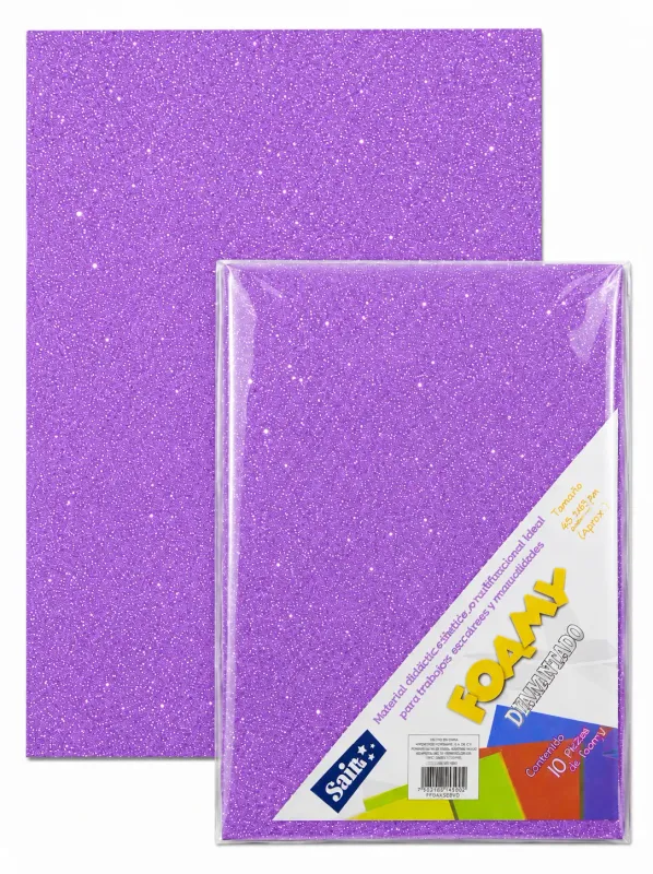 foamy lila diamantado 43x56 mayoreo mexico paquete 5 pliegos