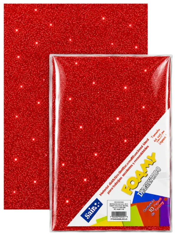 foamy rojo diamantado 43x56 mayoreo mexico paquete 5 pliegos