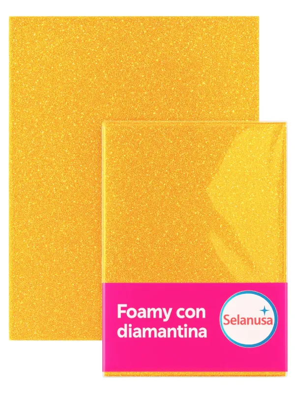 foamy diamantina amarillo 43x56 5 piezas mayoreo distribuidor mexico