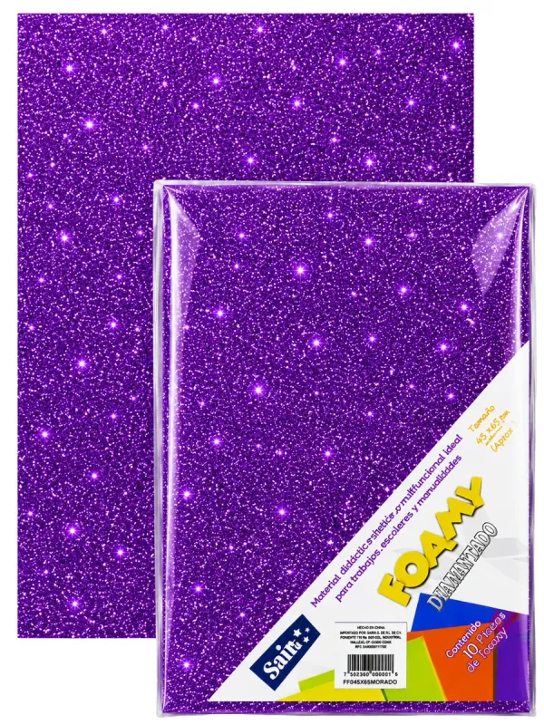 foamy morado diamantado paquete 10 piezas mayoreo mexico