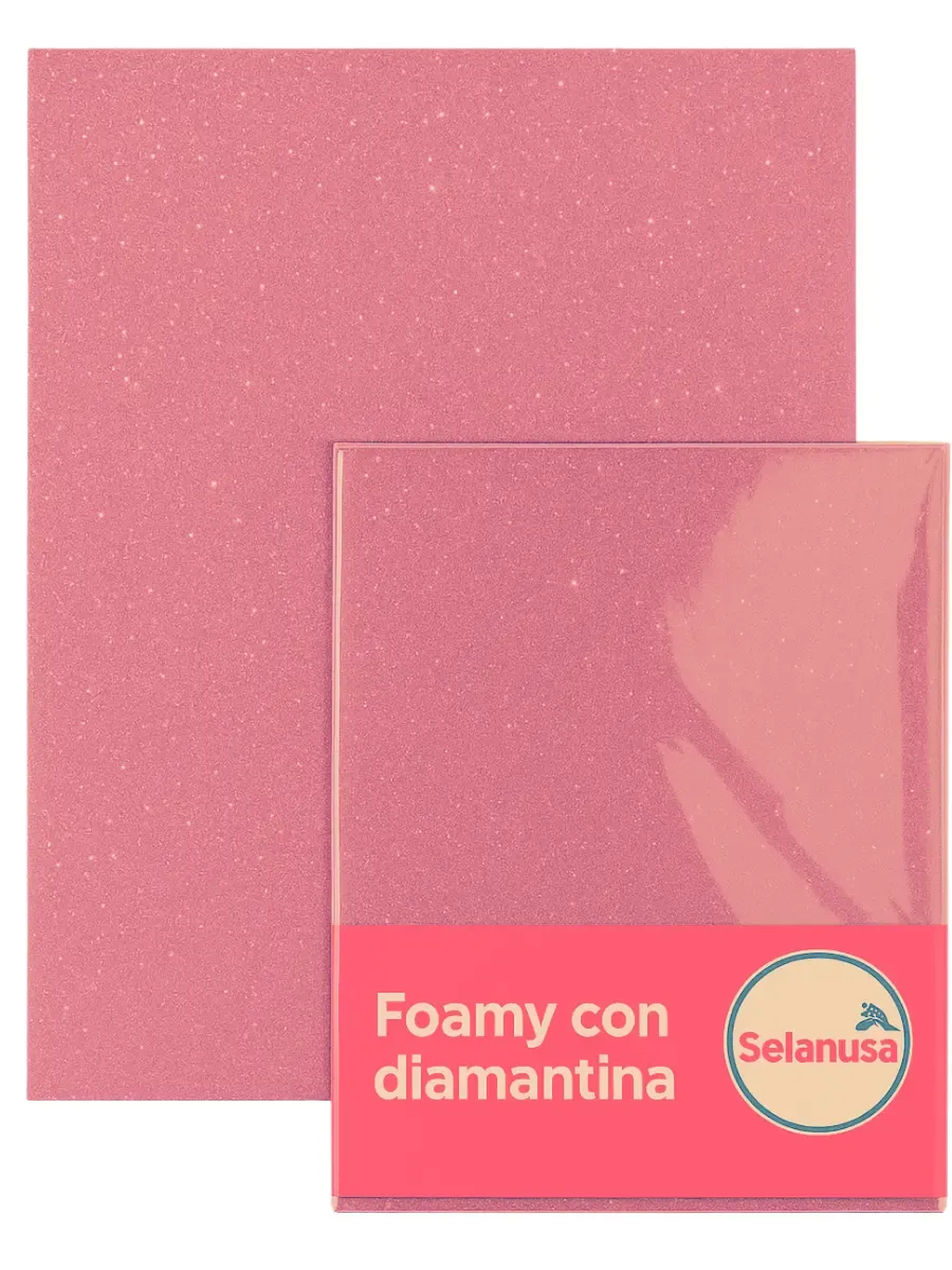 Foamy con Diamantina Rosa 224 (43×56 cm) Paq c/5