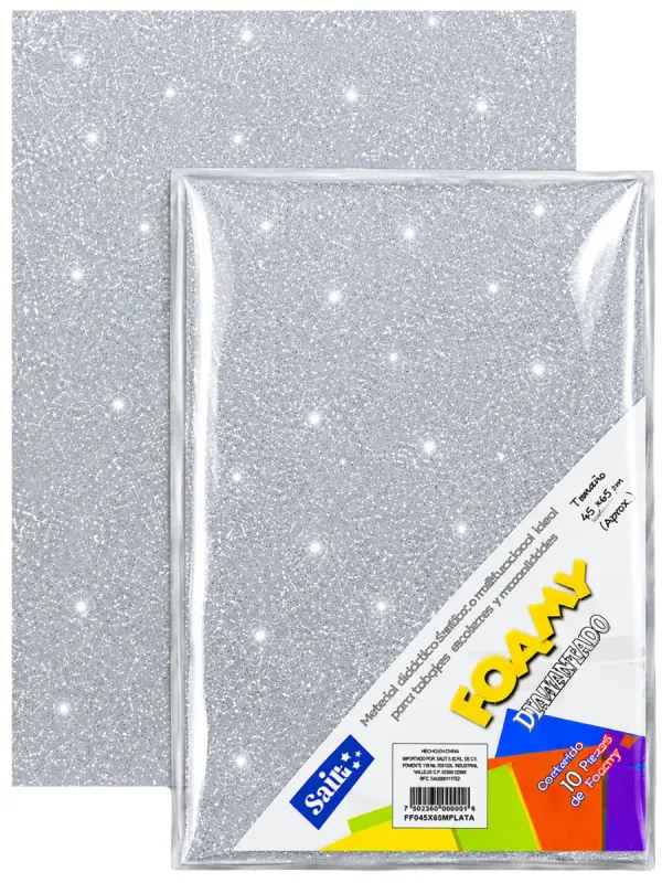 foamy plata diamantado 43x56 mayoreo mexico paquete 5 pliegos