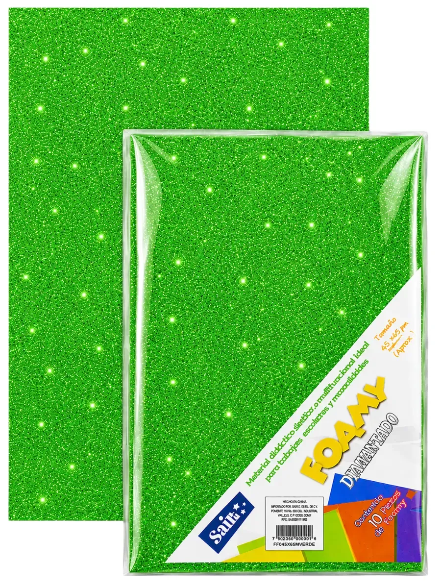 foamy verde limon diamantado paquete 5 piezas mayoreo mexico